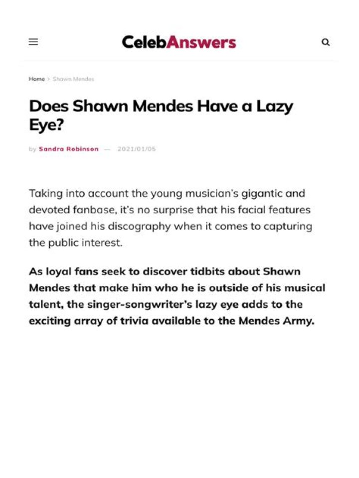 Does Shawn Mendes Have a Lazy Eye?