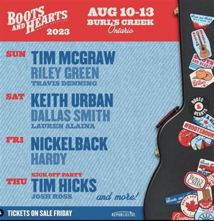 Nickelback, Tim McGraw, Keith Urban Lead The Lineup For Boots & Hearts 2023