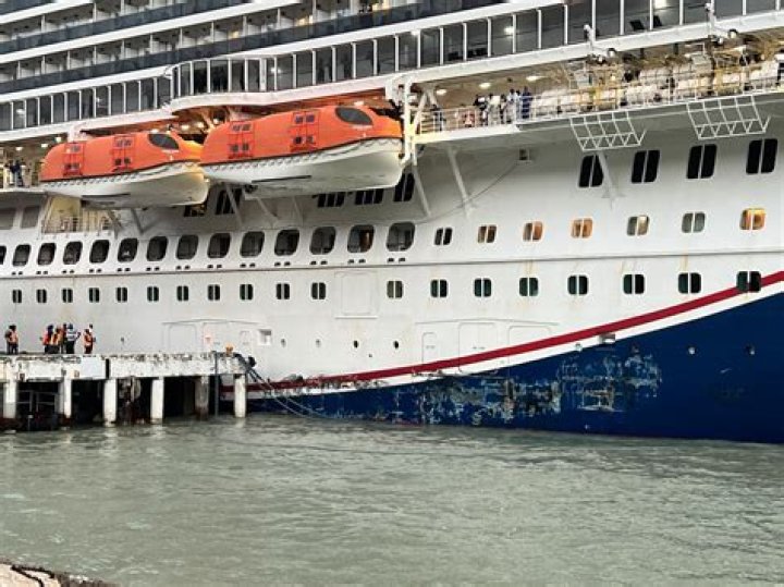 Shiprocked Cruise Ship Damaged After Striking Pier In Jamaica